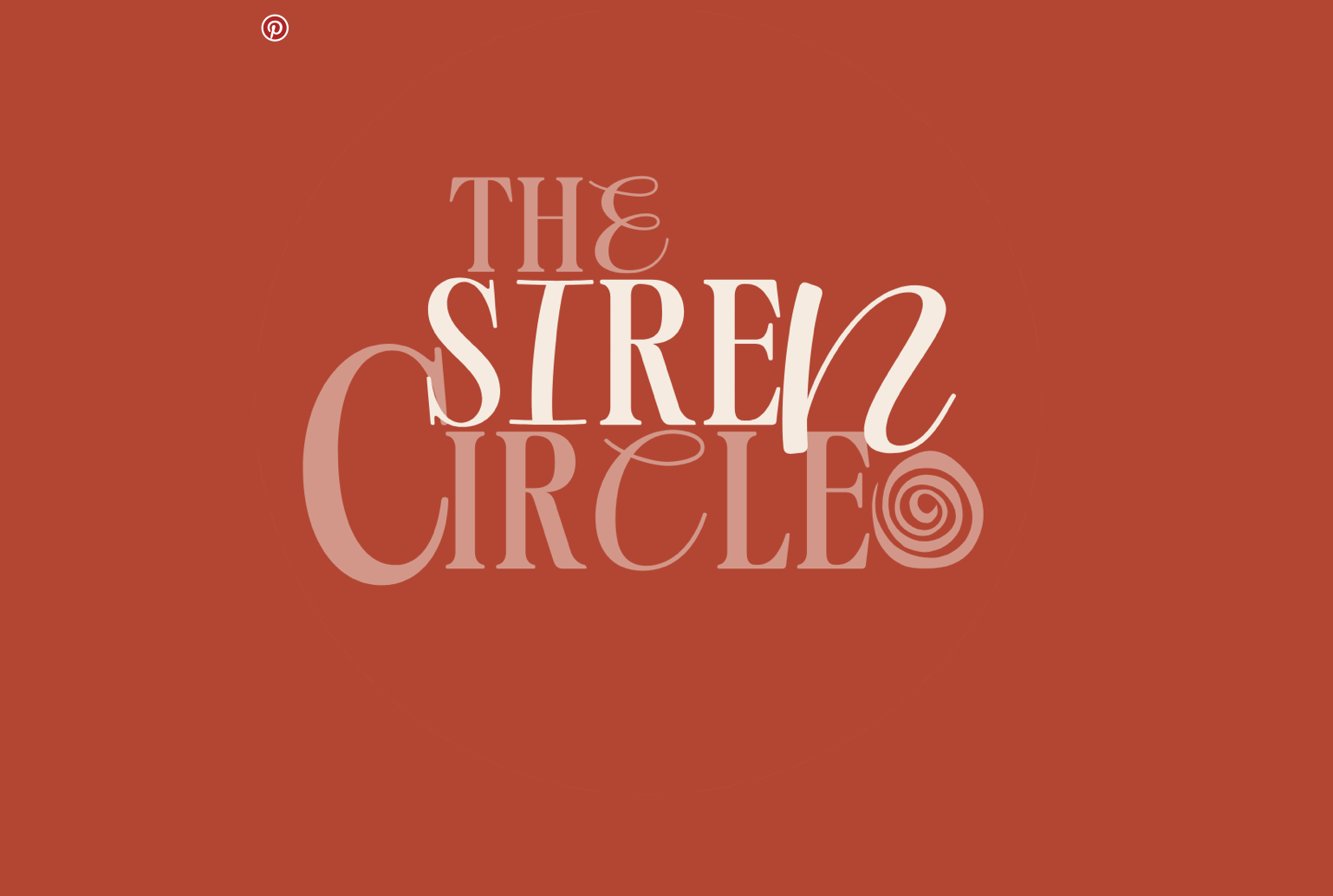 Text reads 'The Siren's Circle' on a red background with a spiral graphic element.