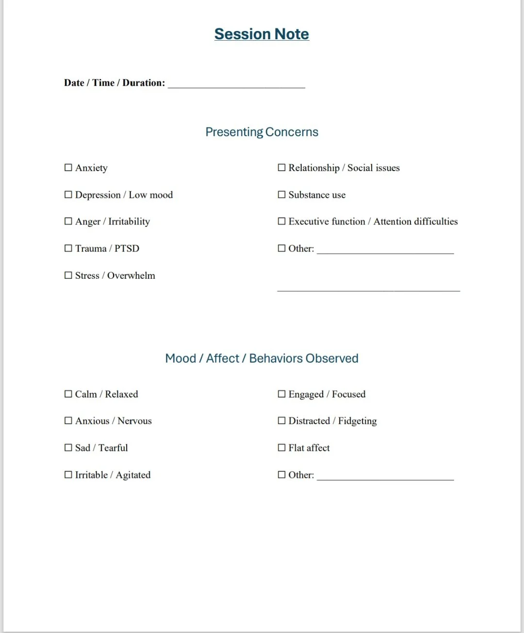 Neuroinclusive Therapist Notes Cheat Sheets for Clinicians
