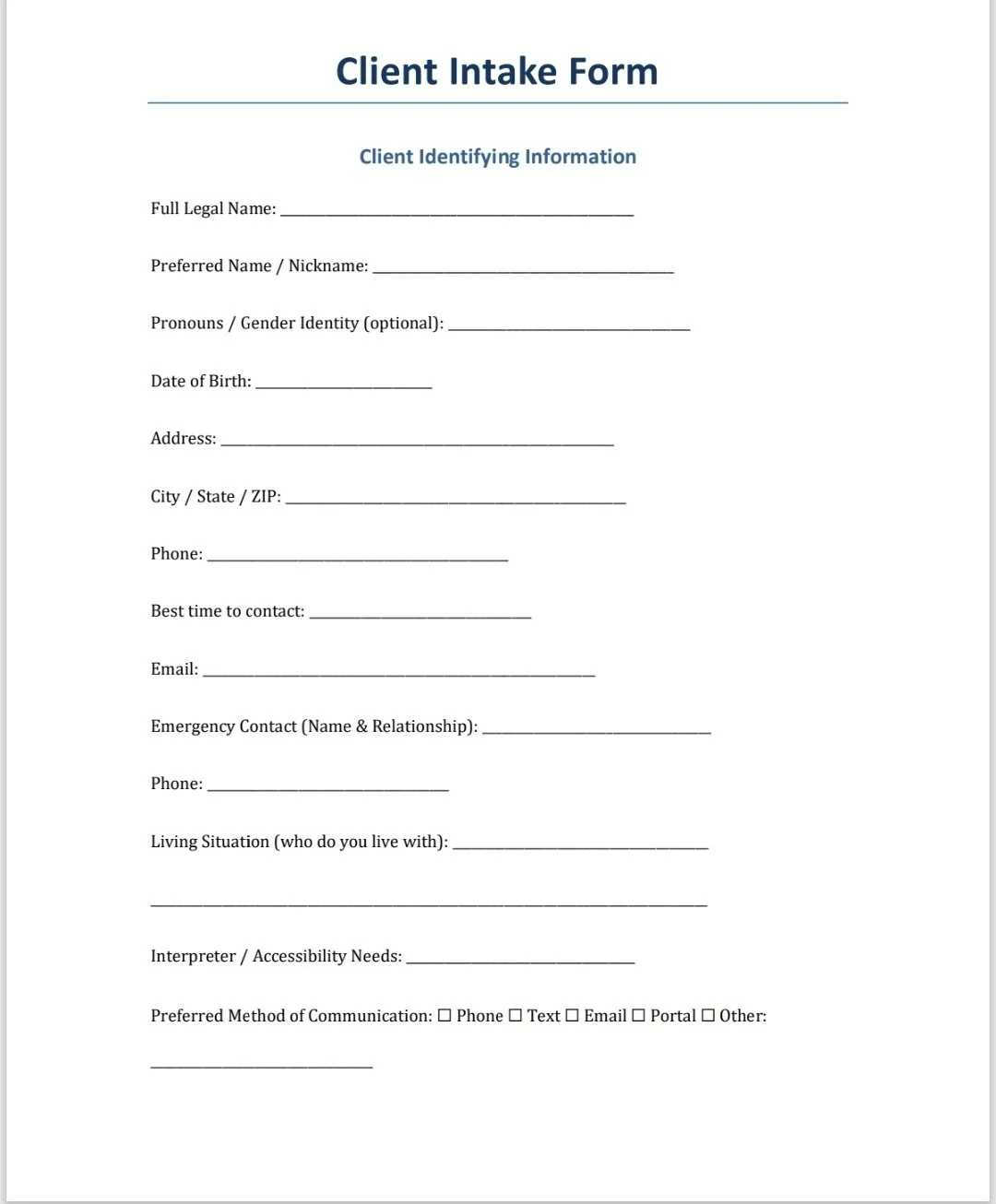 Neuroinclusive Client Intake Form
