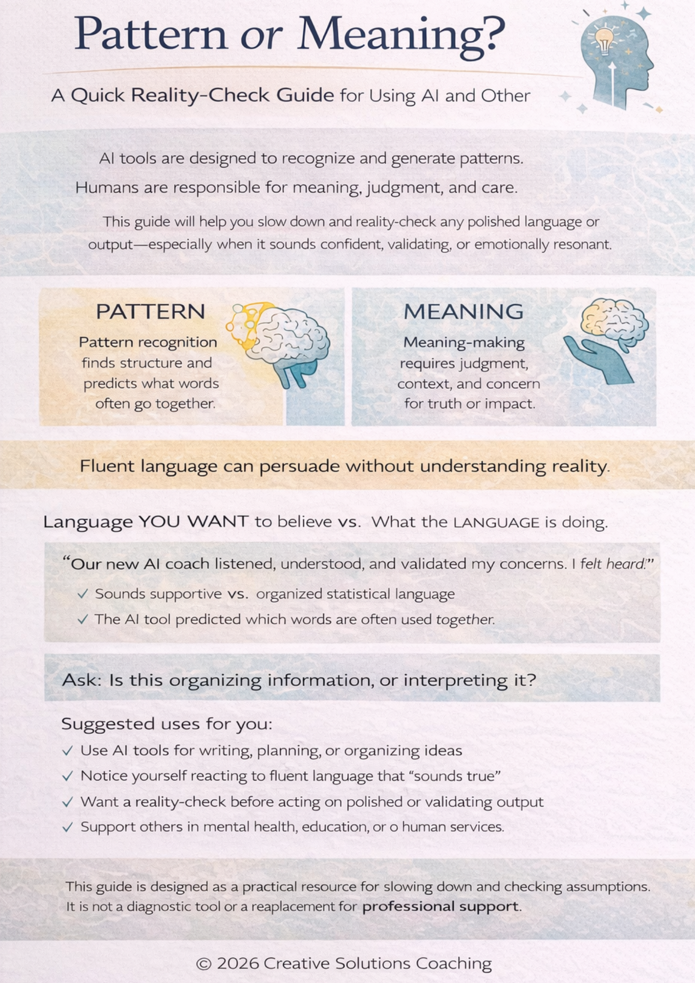 Pattern or Meaning? A Quick Reality-Check Guide for Using AI Without Losing Human Judgment