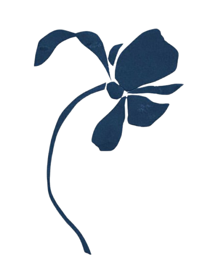 A stylized black and yellow flower with a dark stem and petals.