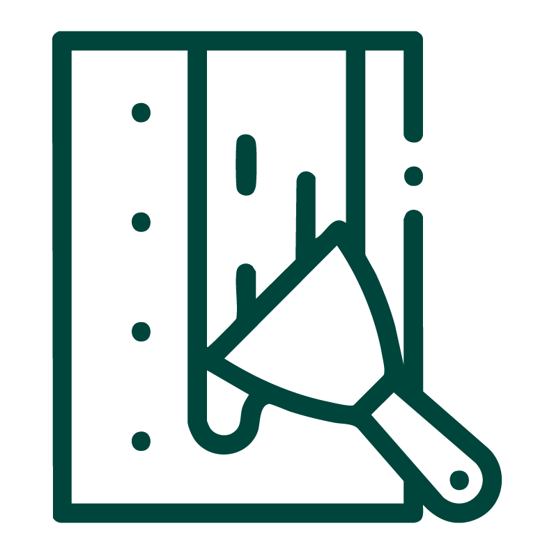 Drawing of a saw and a piece of wood.