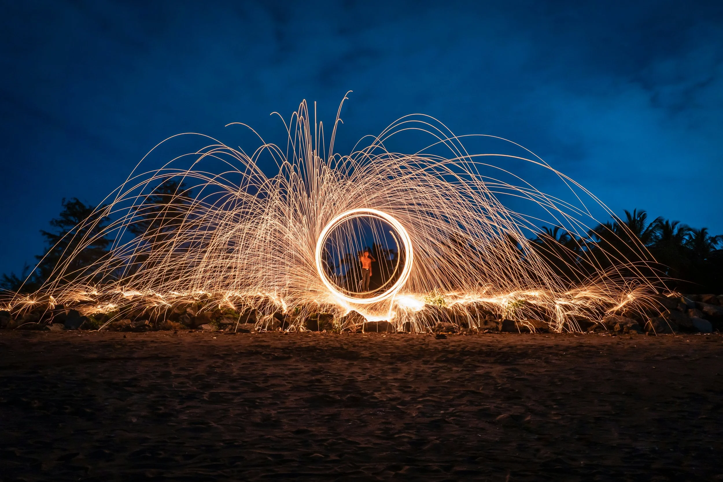 Feuershow an Leipziger See bei Firmenveranstaltung von Lemon Events