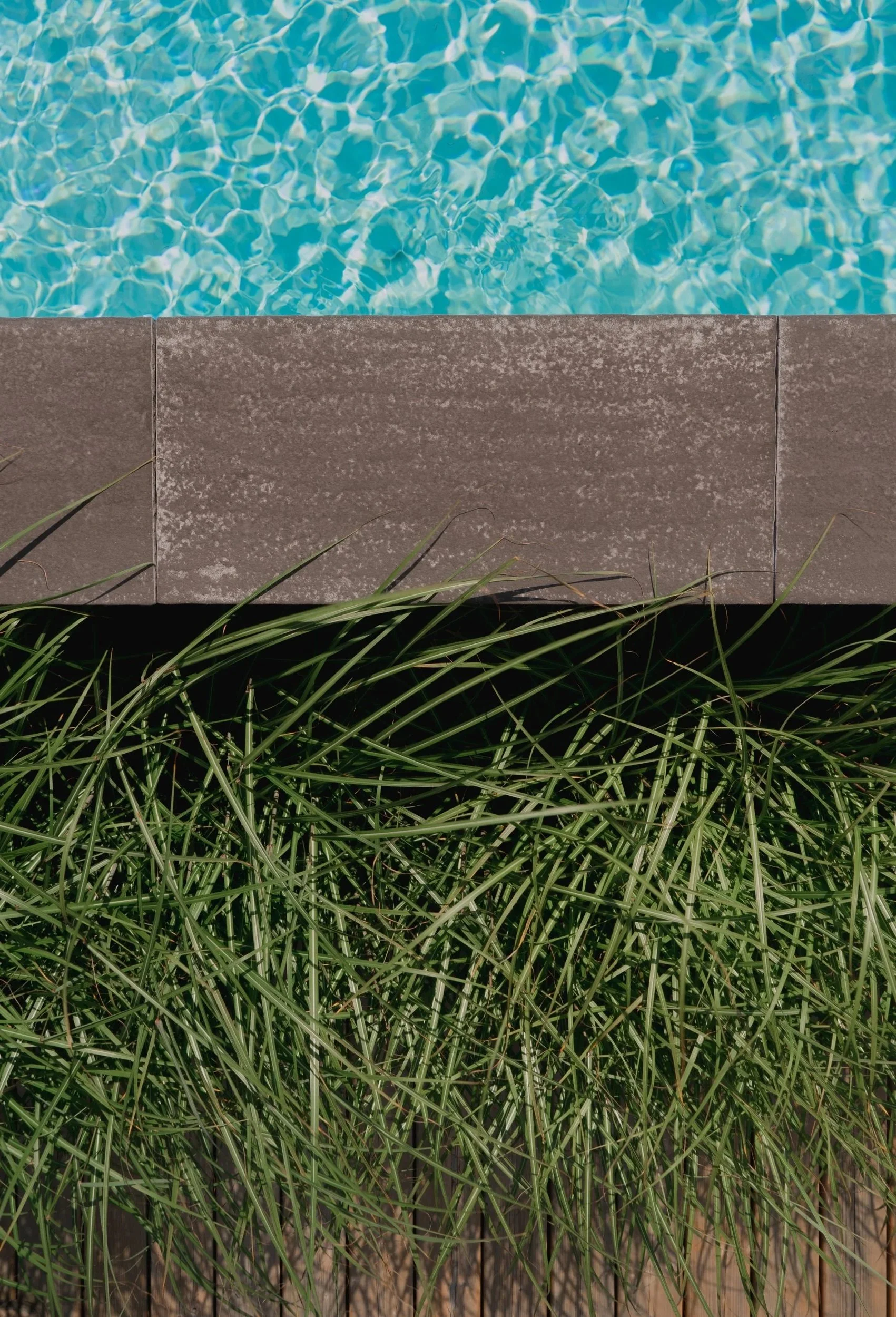 Couronnement de piscine creusée et plate-bande