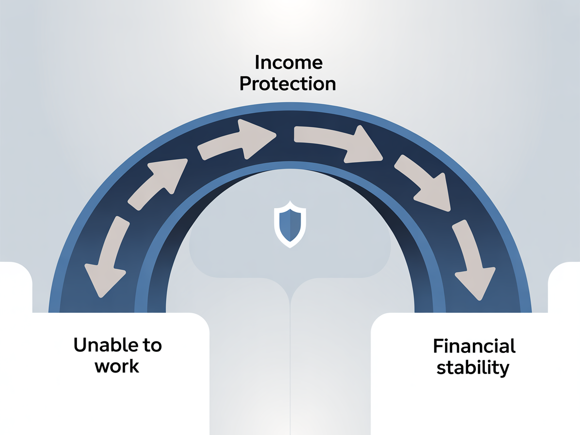 Infographic illustrating income protection bridging the gap between illness and financial stability