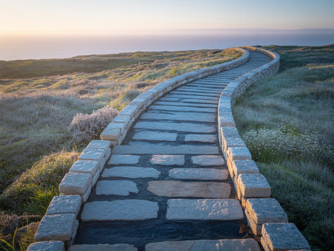 Pathway leading forward through a peaceful landscape, representing the guided step-by-step mortgage journey at Turkington Davis.