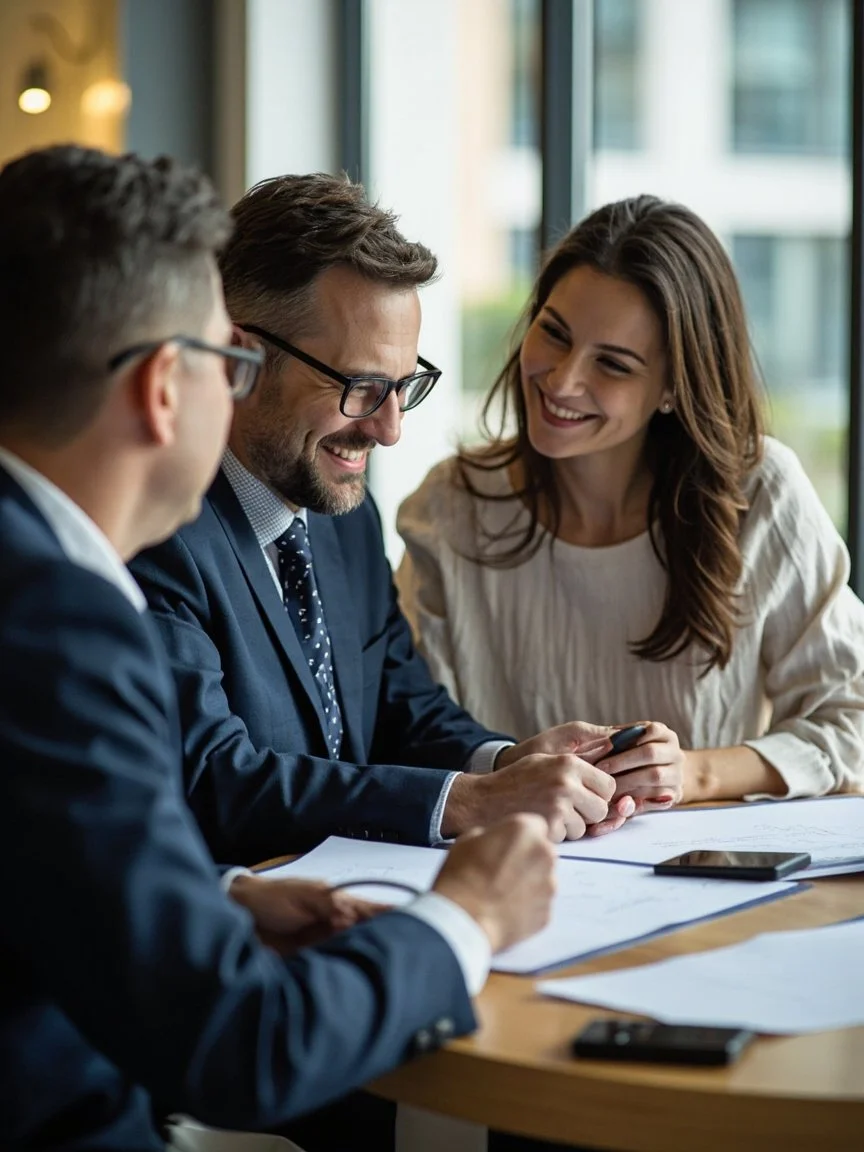 Financial adviser discussing protection planning with clients
