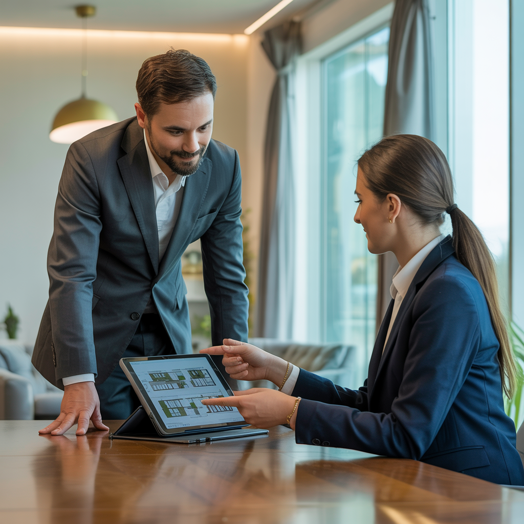 Business owner discussing commercial mortgage options with a financial adviser.