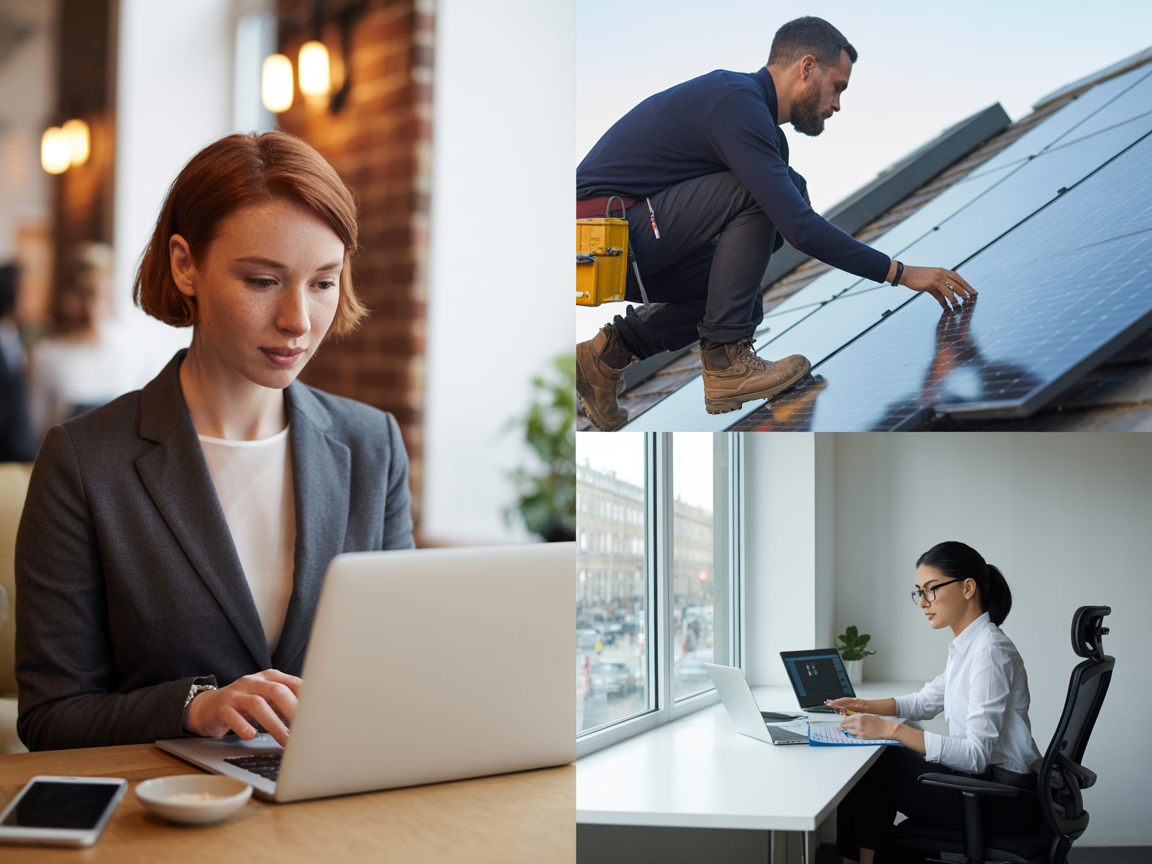Different professionals including business owner, self-employed worker and office professional representing income protection clients