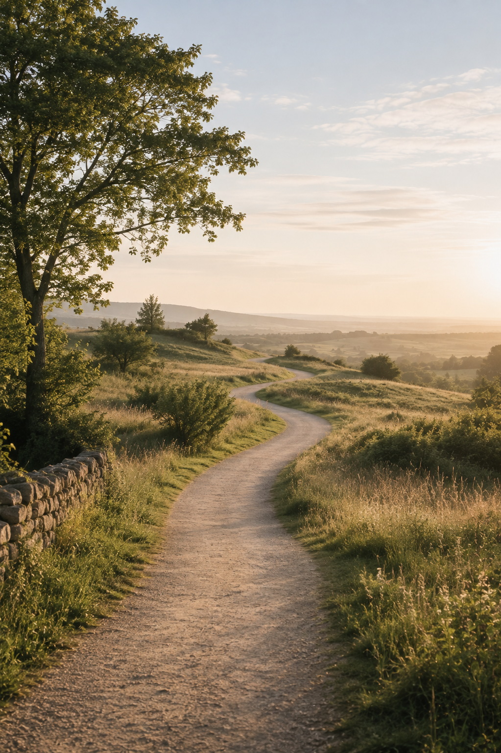 A clear path winding through open countryside, representing the guided step-by-step mortgage process at Turkington Davis
