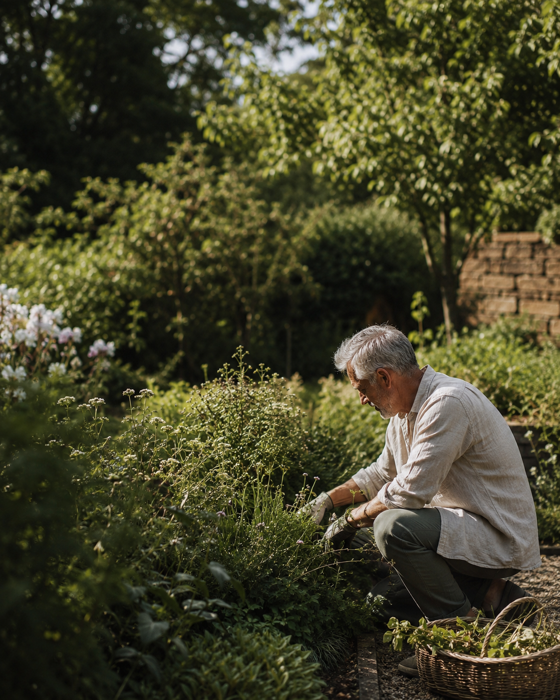 Person tending a garden, representing an active and gradual transition into retirement