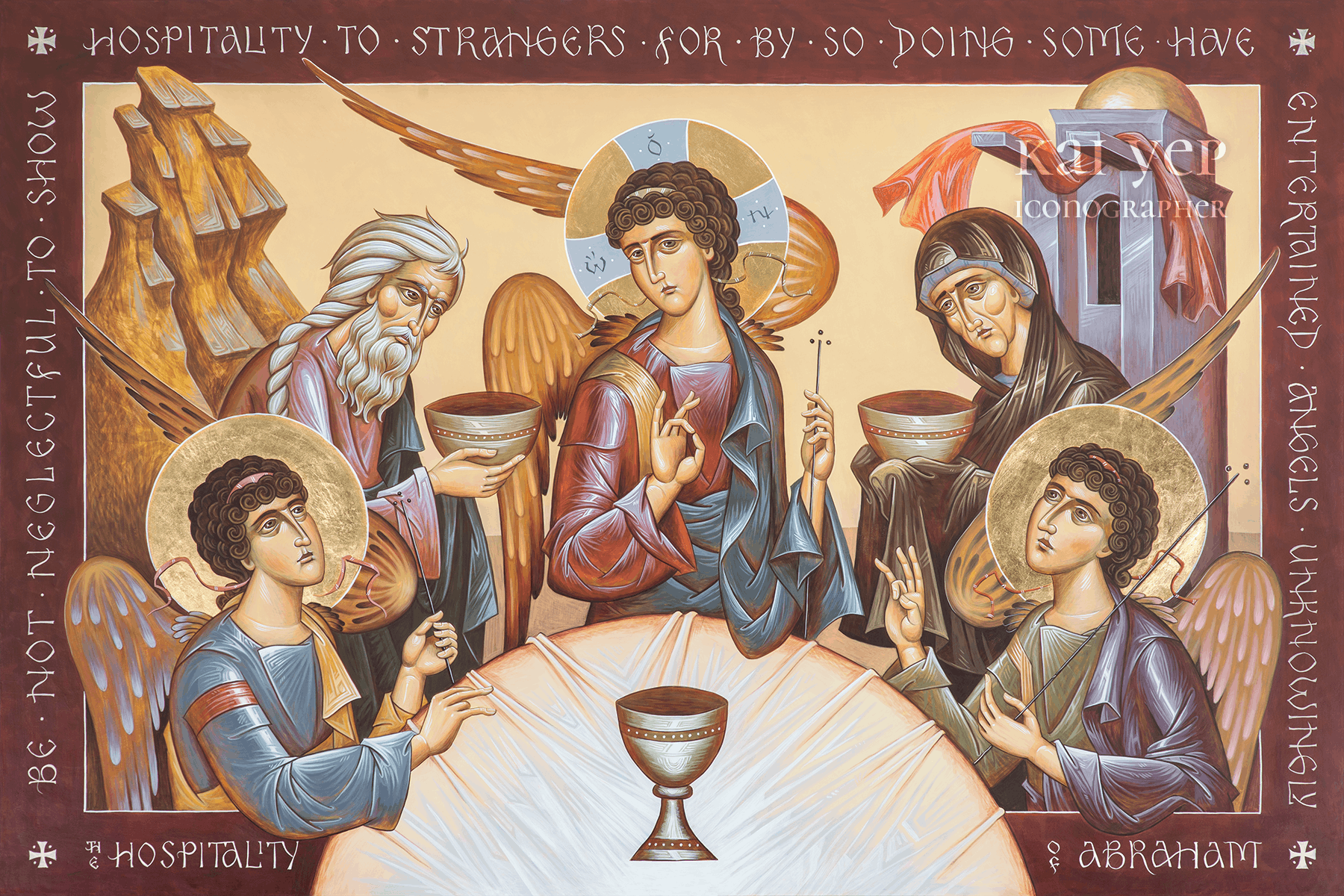 Icon of the Hospitality of Abraham by Kai Yep
