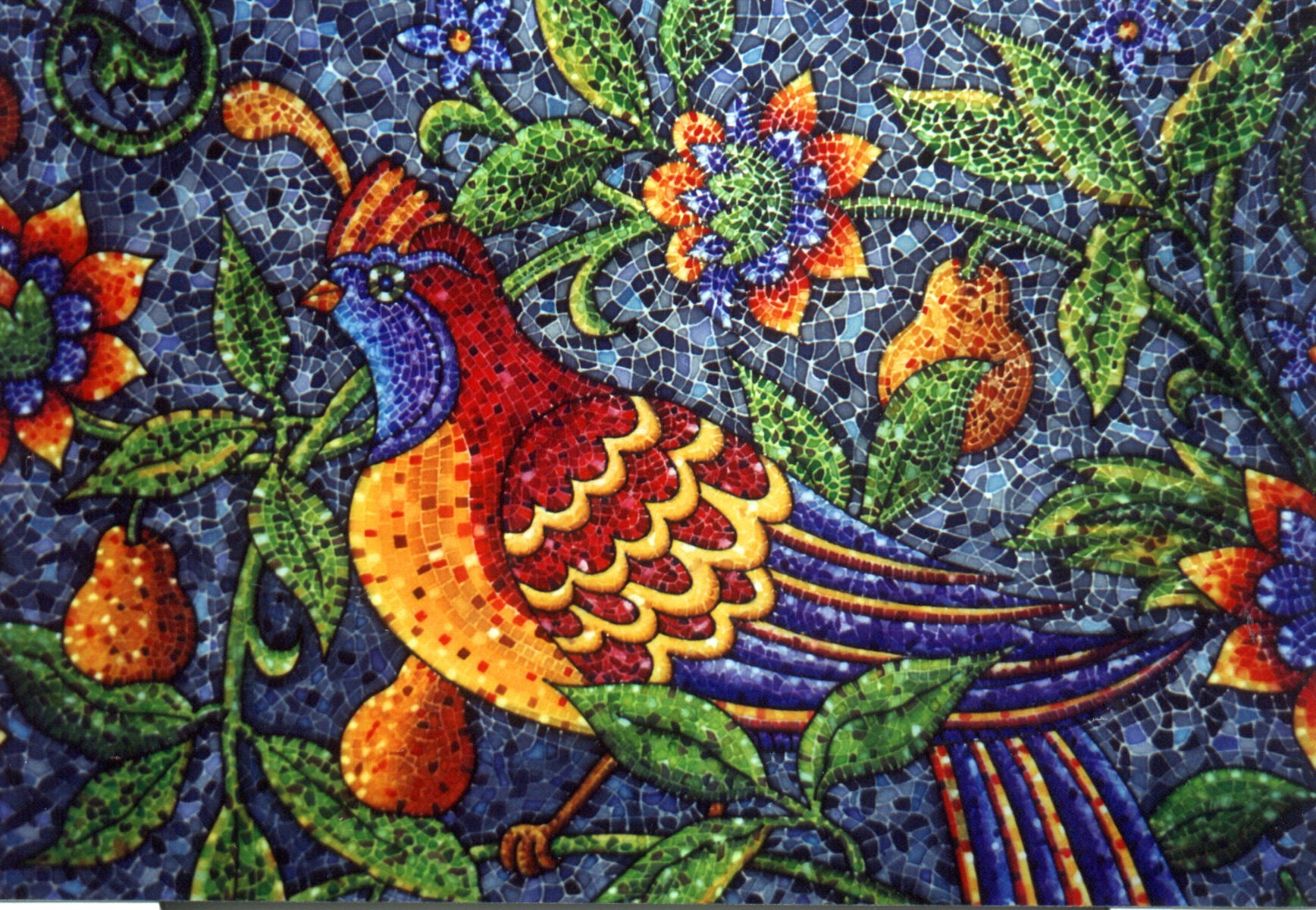 Jinan Jabagi ©silk painting title Pheasant and Pears.JPG