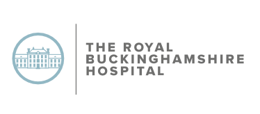 Logo of The Royal Buckinghamshire Hospital with a hospital building illustration and text