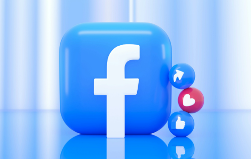 Facebook logo with notification icons for new notifications, hearts, and likes.