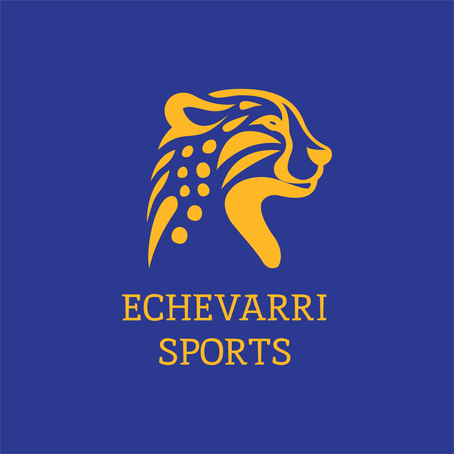 Echevarri Sports Logos 03 Blue Background, Yellow Cheetah.png