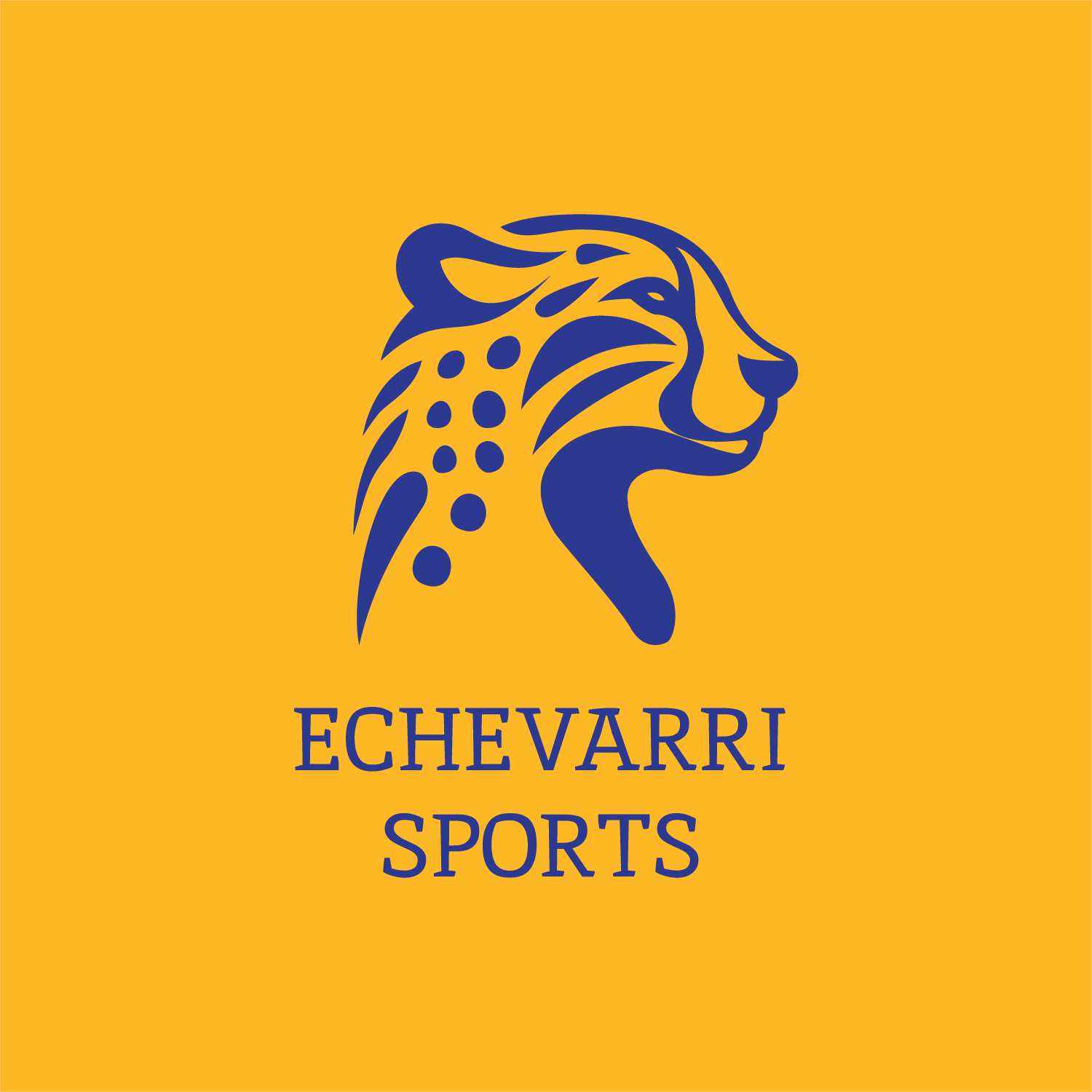 Echevarri Sports Logos 23 Yellow Background, Blue Cheetah.png