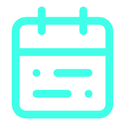 Icon of a calendar with two rings at the top.