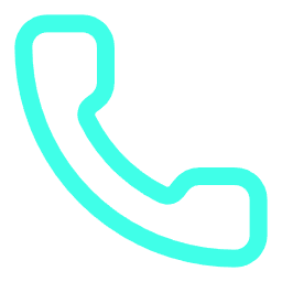 Icon of a telephone receiver in light blue color.