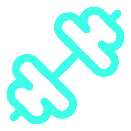 Outline of a dumbbell in cyan color.