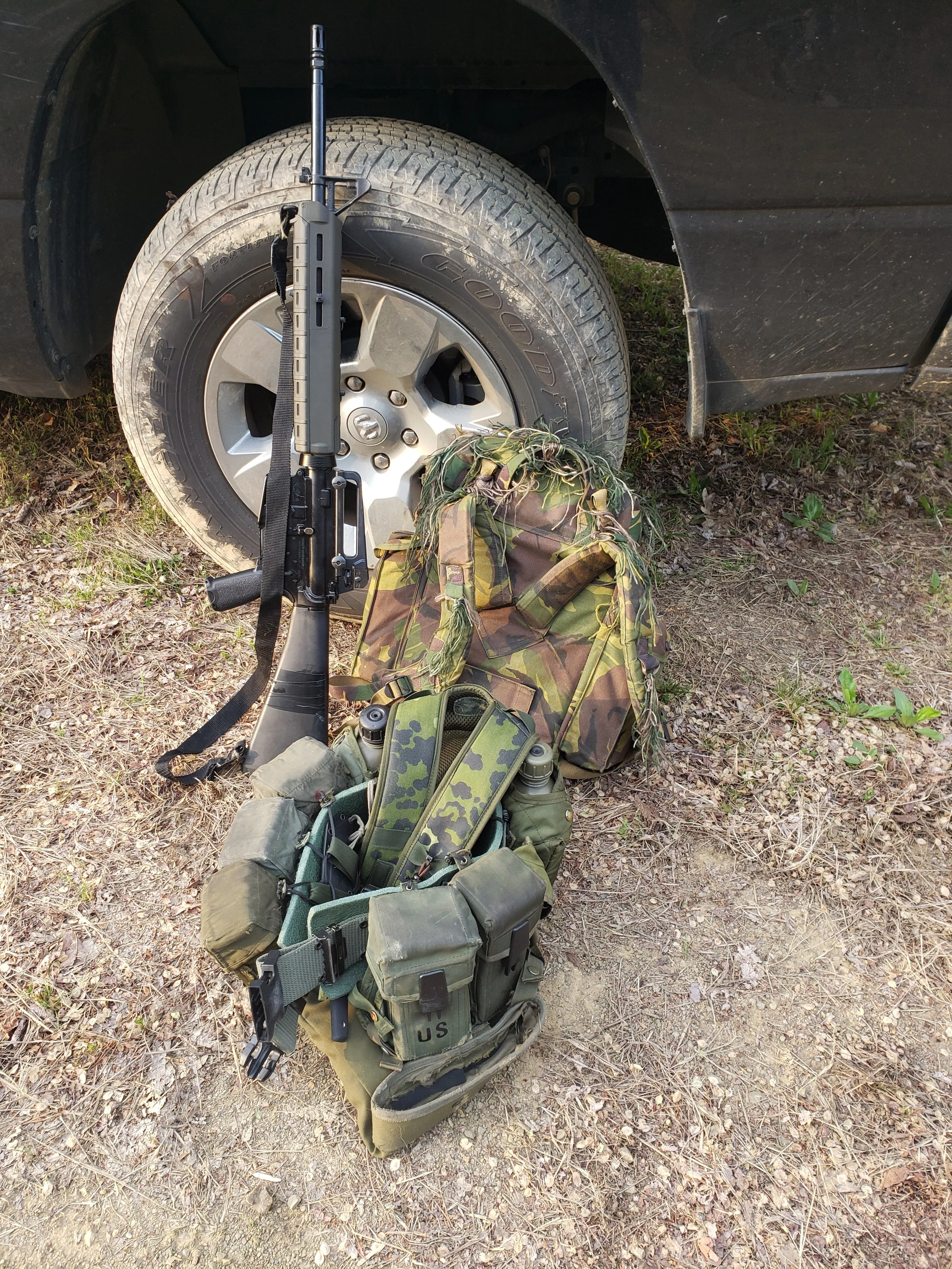 Tactical training gear staged next to vehicle for Max Velocity Tactical training