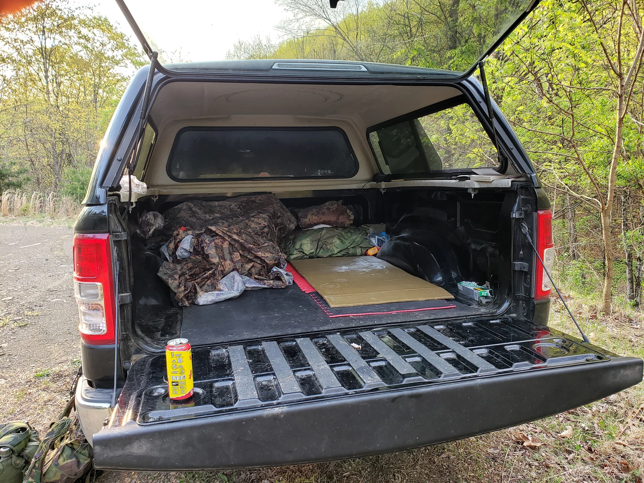Truck arranged for sleeping at Max Velocity Training area