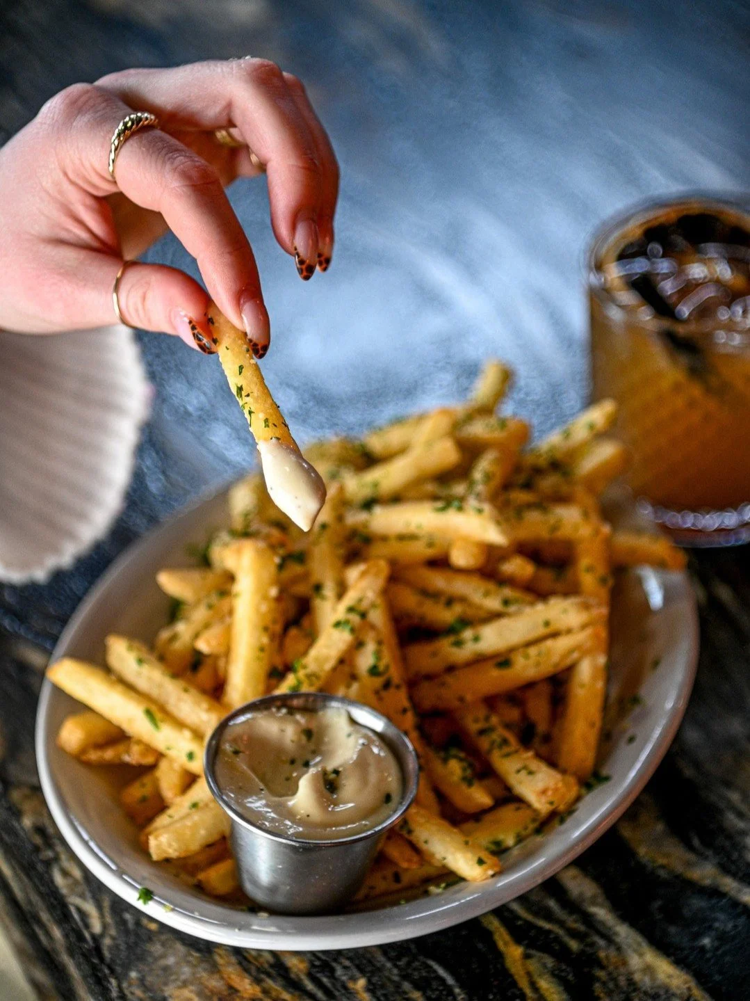 Truffle fries make everything better &mdash; especially during Happy Hour 🍟✨
Golden, flavorful, and the perfect bite to pair with your favorite drink.

🥂 Happy Hour: Bites every day 3&ndash;6pm | Drinks Tues&ndash;Sat 3&ndash;6pm
🍟 Order Online or