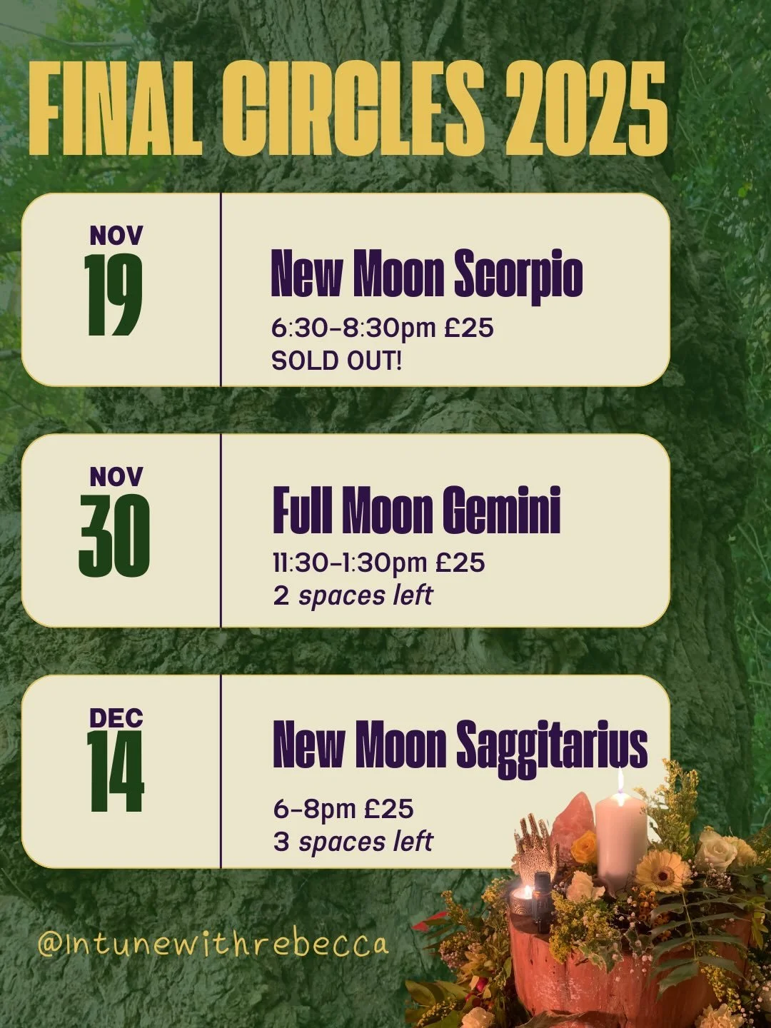 Last 2 events of the year, 5 spaces left, will you be joining us? 

Room to breathe, final reflections and finding real, genuine connection 🦋🫂✨