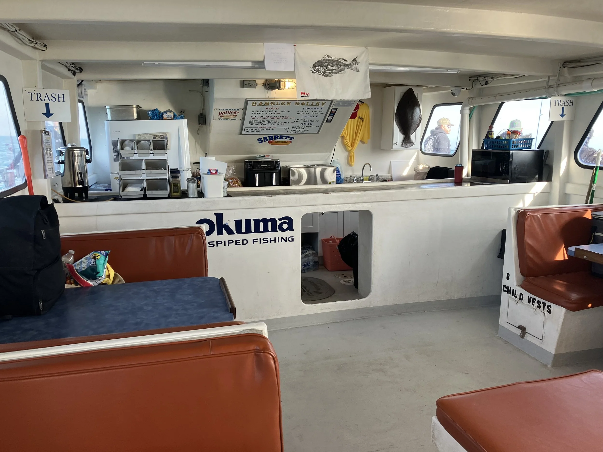 A cabin and galley.