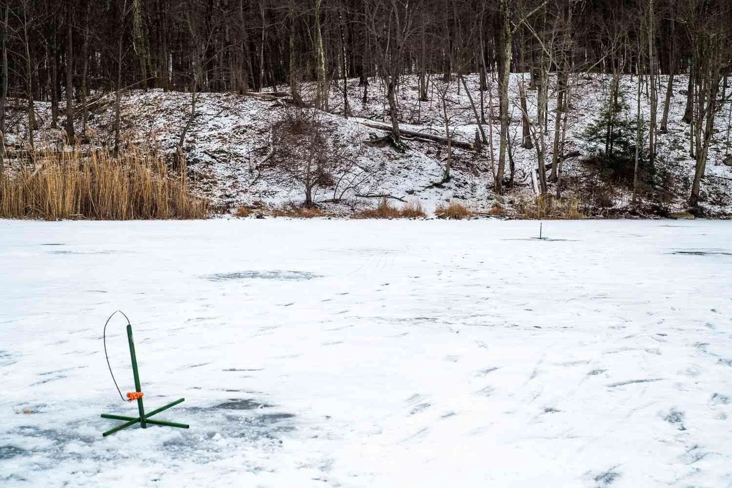 Tip-ups present live shiners to fish.