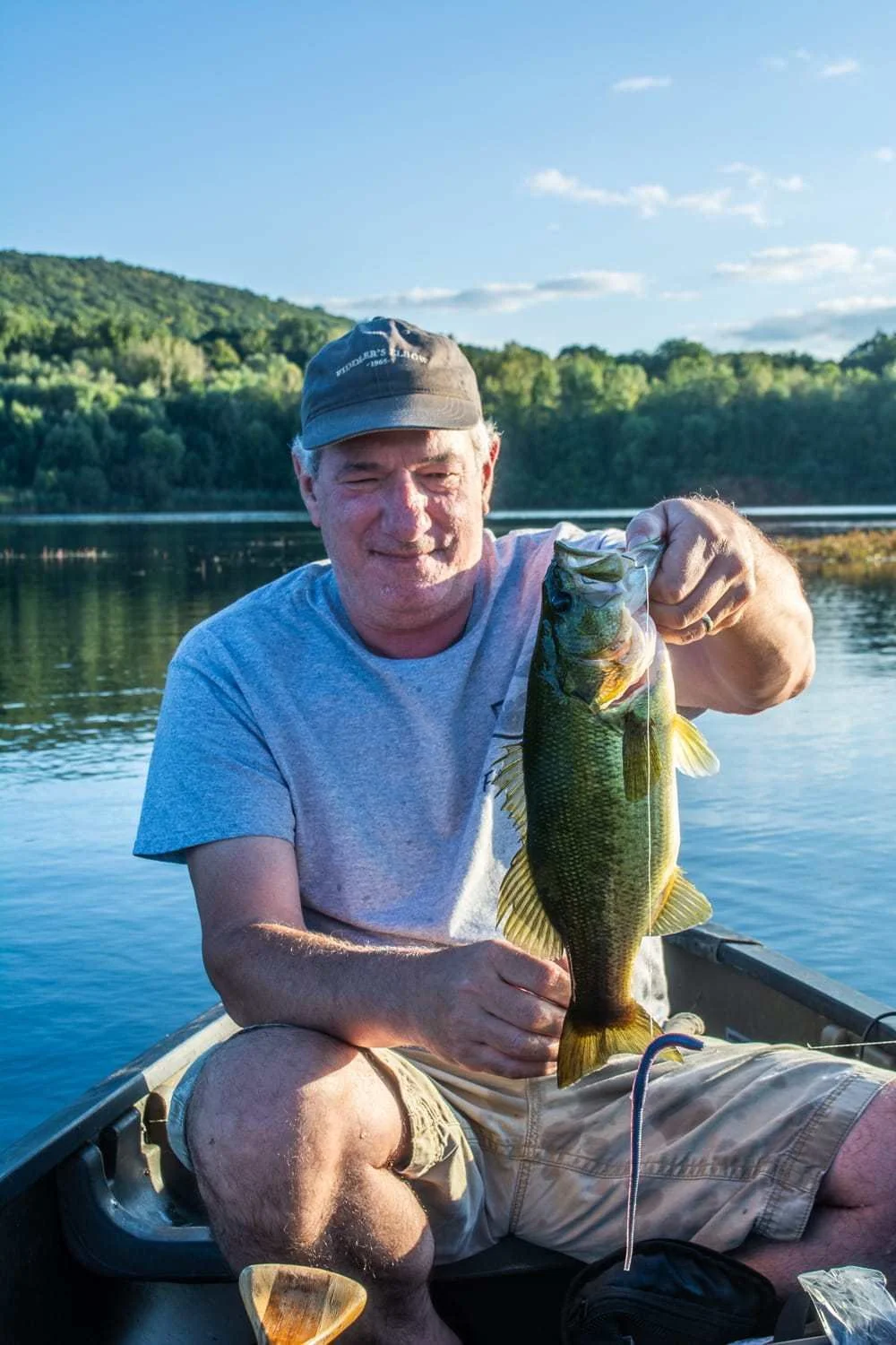 Bass caught on a worm.