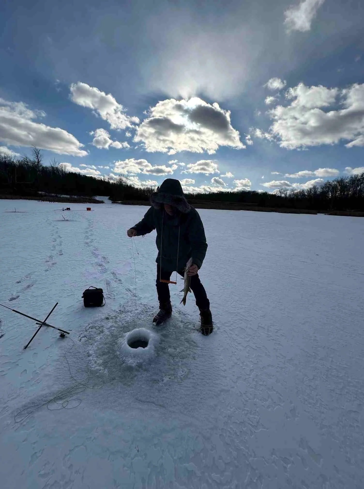 The sun low makes things darker.