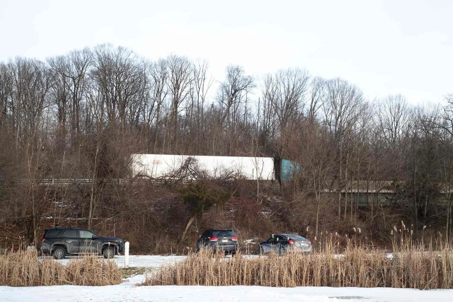 Interstate 80 beyond the pond's lot.