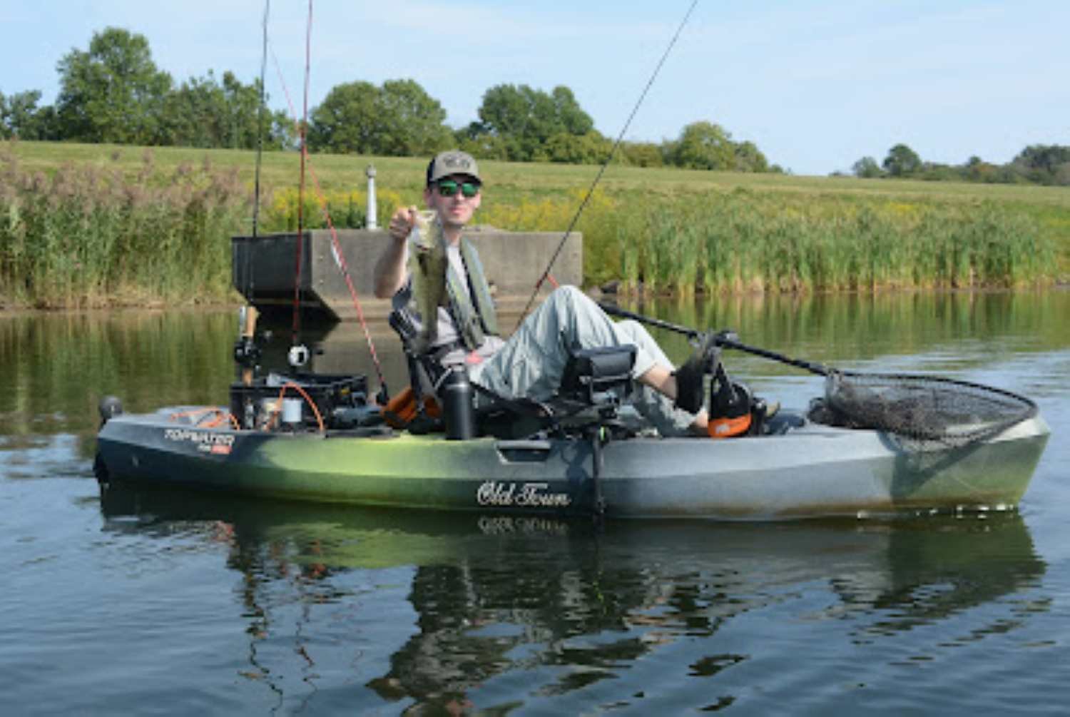 A bass from a kayak.