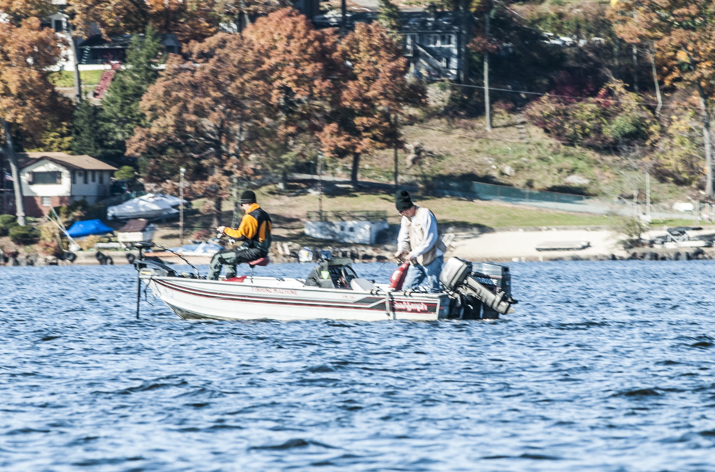 Fishing a mid-lake hump.