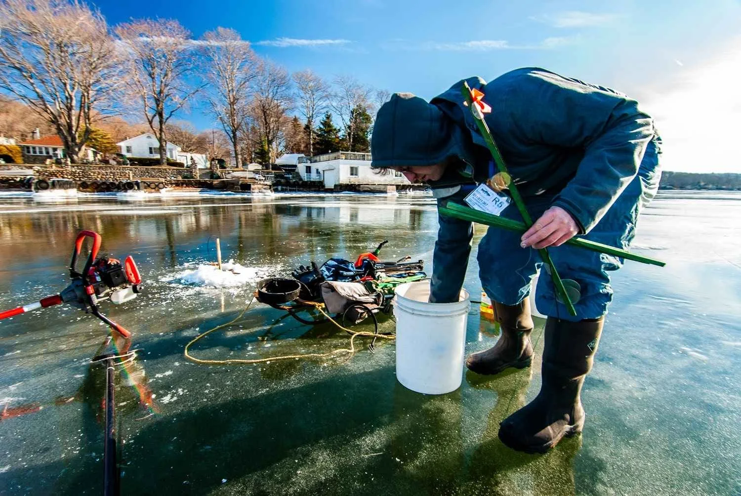 Baiting up at Lake Hopatcong early in the season.