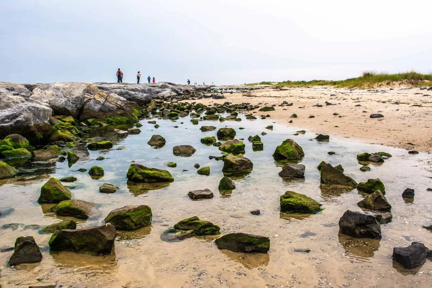 Especially high tides reached up along the jetty.