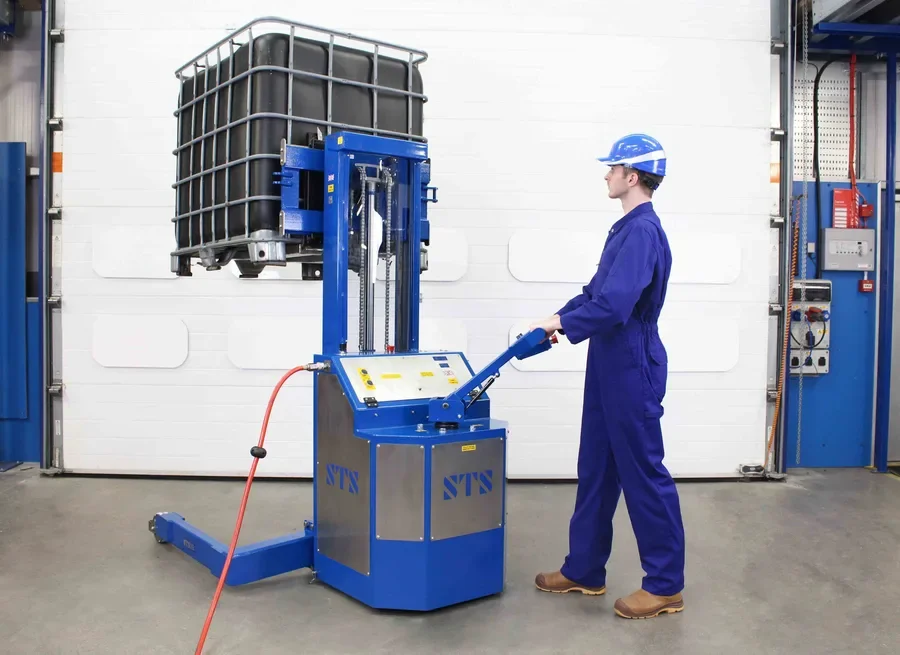Operator using a power drive model of the stacker truck