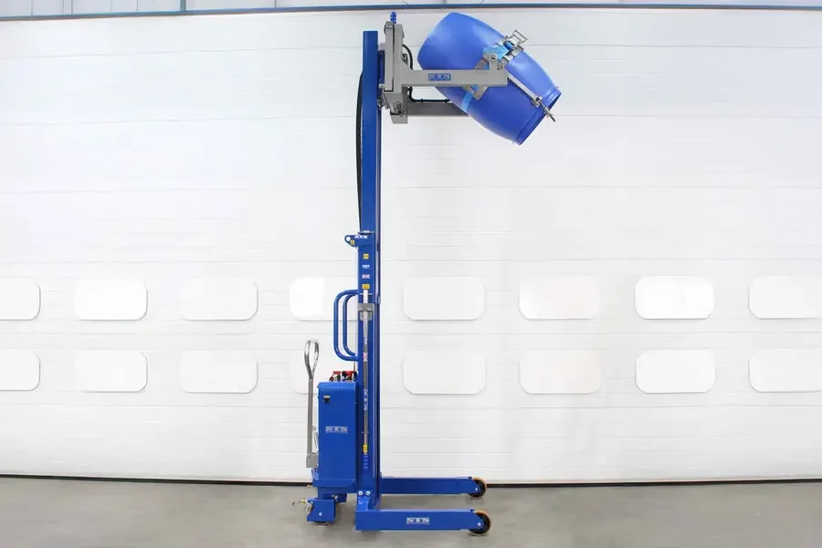 telescoping lift model of electric drum pourer