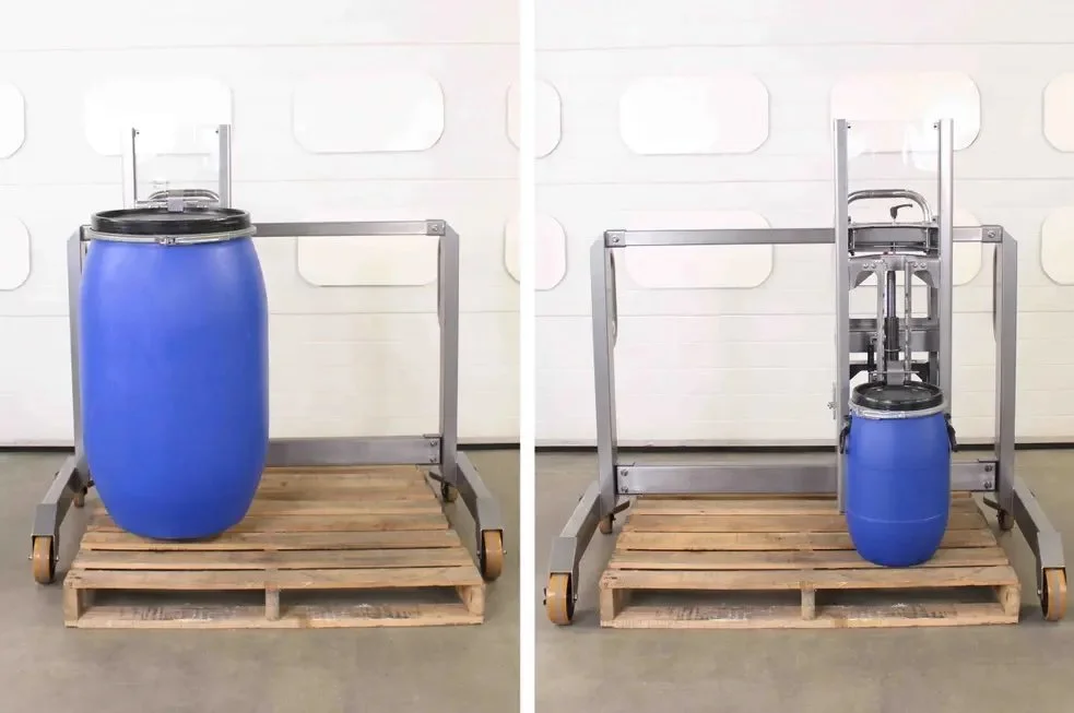 stainless steel pallet straddling drum lifter with large and small drum