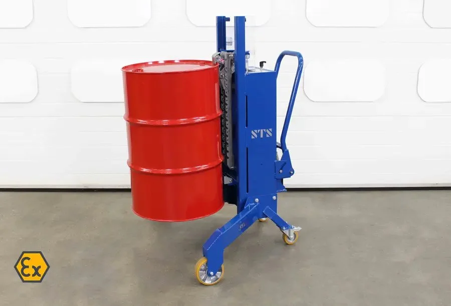 image of a corner drum palletizer that is designed for hazardous and explosive zones     holding a