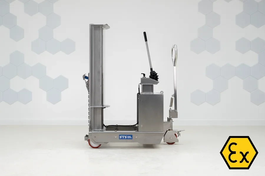 side view of the stainless steel counterbalance drum lifter