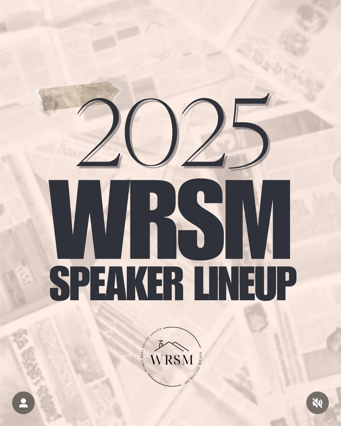 2025 WRSN speaker lineup poster with a background of newspapers and a WRSN logo.