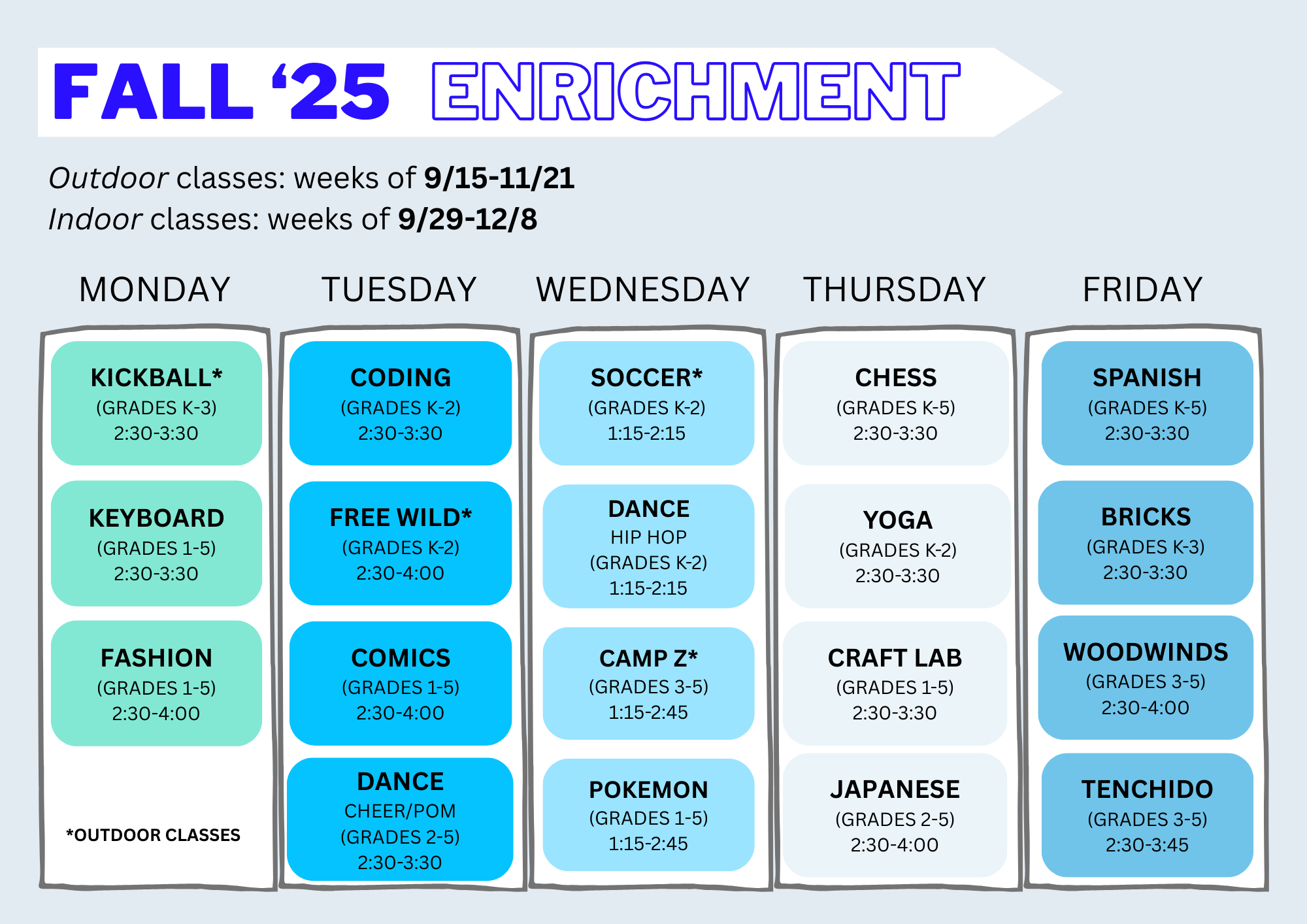 Fall Enrichment Enrollment Begins