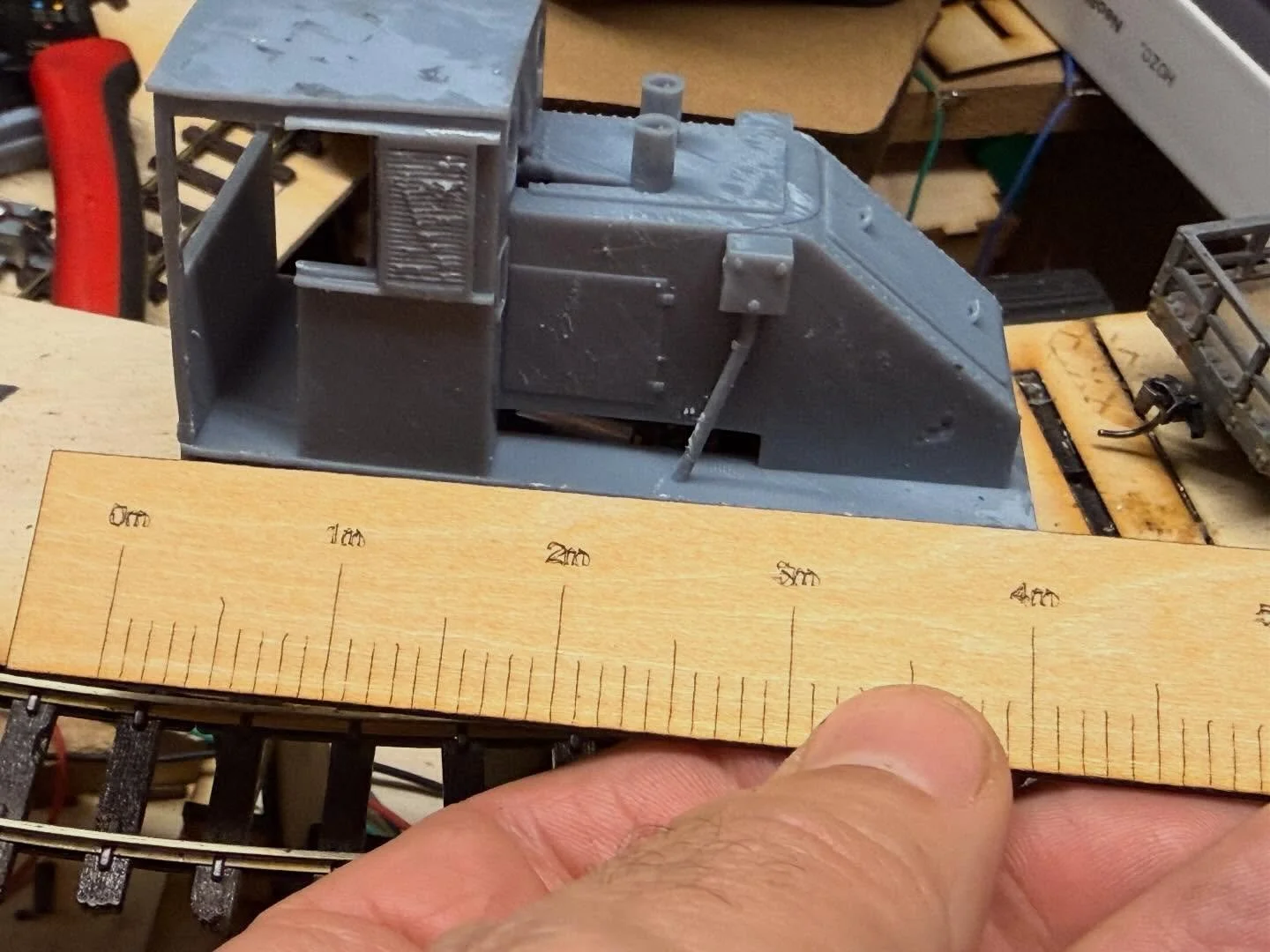 This is probably a bit of a niche design. I model at life size (on the computer) and scale them when I print them.
It&rsquo;s sometimes useful get &ldquo;real world&rdquo; measurements off my layout, so here&rsquo;s a 12 metre ruler, in 7mm scale!