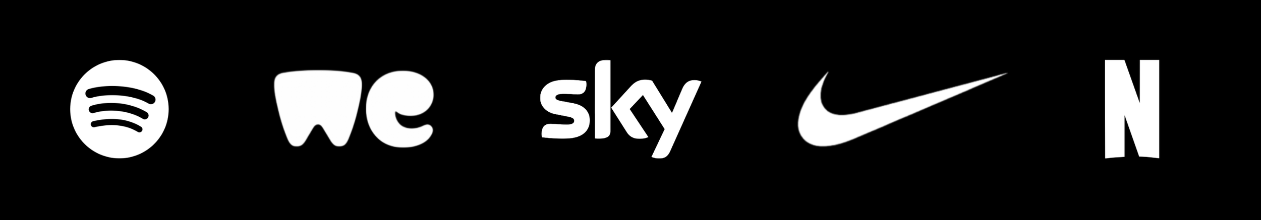 Spotify, Nike, Wetransfer, Sky, Netflix - global brand marketing logos