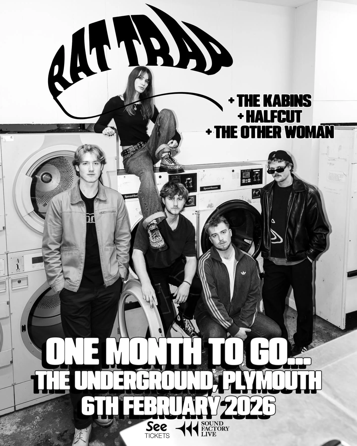 One month today @rattrap.band take on @undergroundplymouth alongside @thekabins @halfcut_band_ and @theotherwoman.band!

Get your tickets in advance through SeeTickets! 🎫