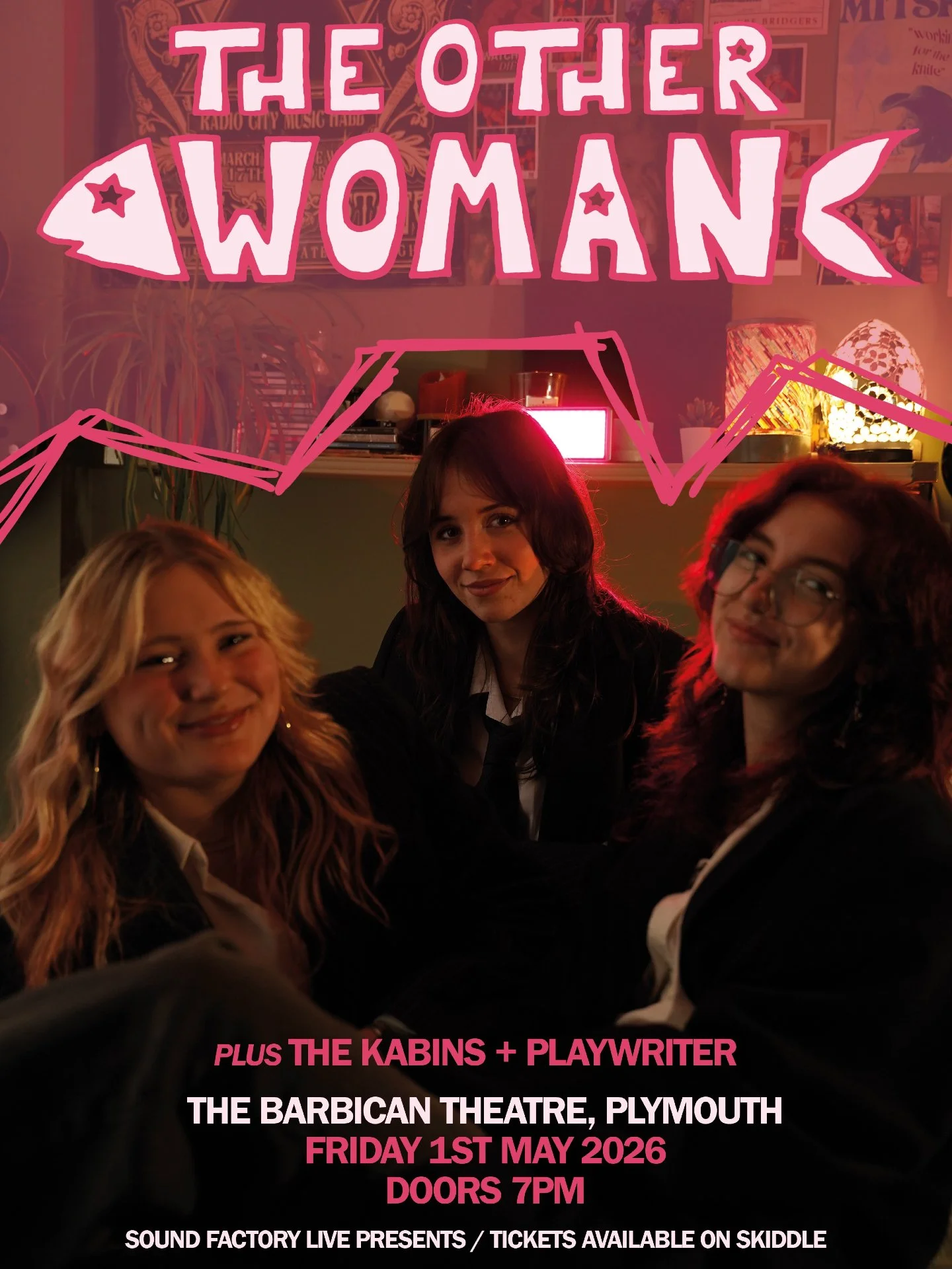 ONE MONTH TO GO! 🎸🤩⭐️

With influences of 60s music and 90s shoegaze, The Other Woman use honest lyricism, bass-driven riffs and carefully crafted drums to build their unique sound.

The band is made up of:
Ev Wilkinson on Vocals and Guitar
Zane Ke