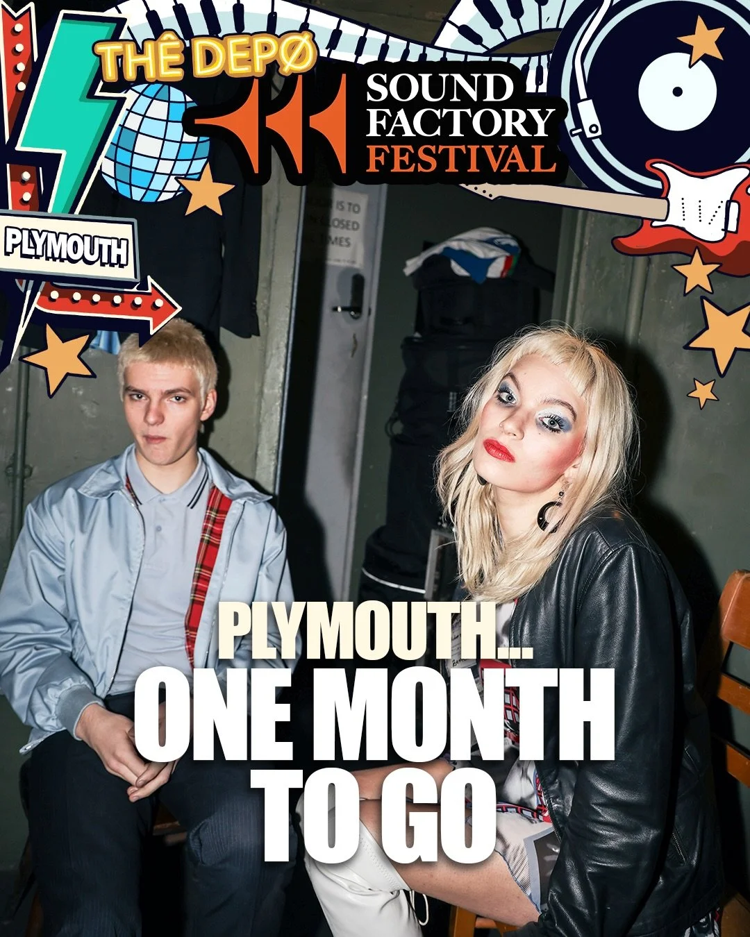 ONE MONTH TODAY @themolotovs take on Plymouth&rsquo;s @thedepovenue at Sound Factory Festival 2026 🎉 

Siblings @issey_carts and @mattmolotov have
rapidly gained attention through their explosive live
performances and distinguishable Mod image. Stil