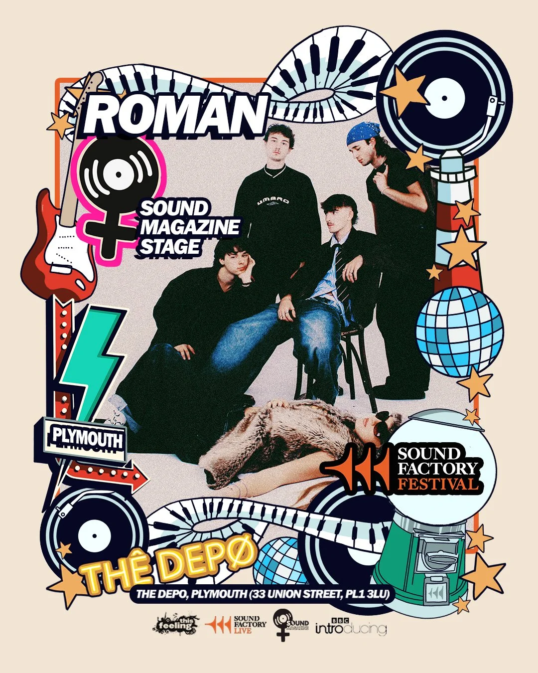 ROMAN are an up-and-coming indie/alternative Bristol five-piece. Their music blends grungy atmospheric guitars and emotional lyrics, placing them somewhere between indie rock and shoegaze. You can expect lush, textured soundscapes from ROMAN that bri